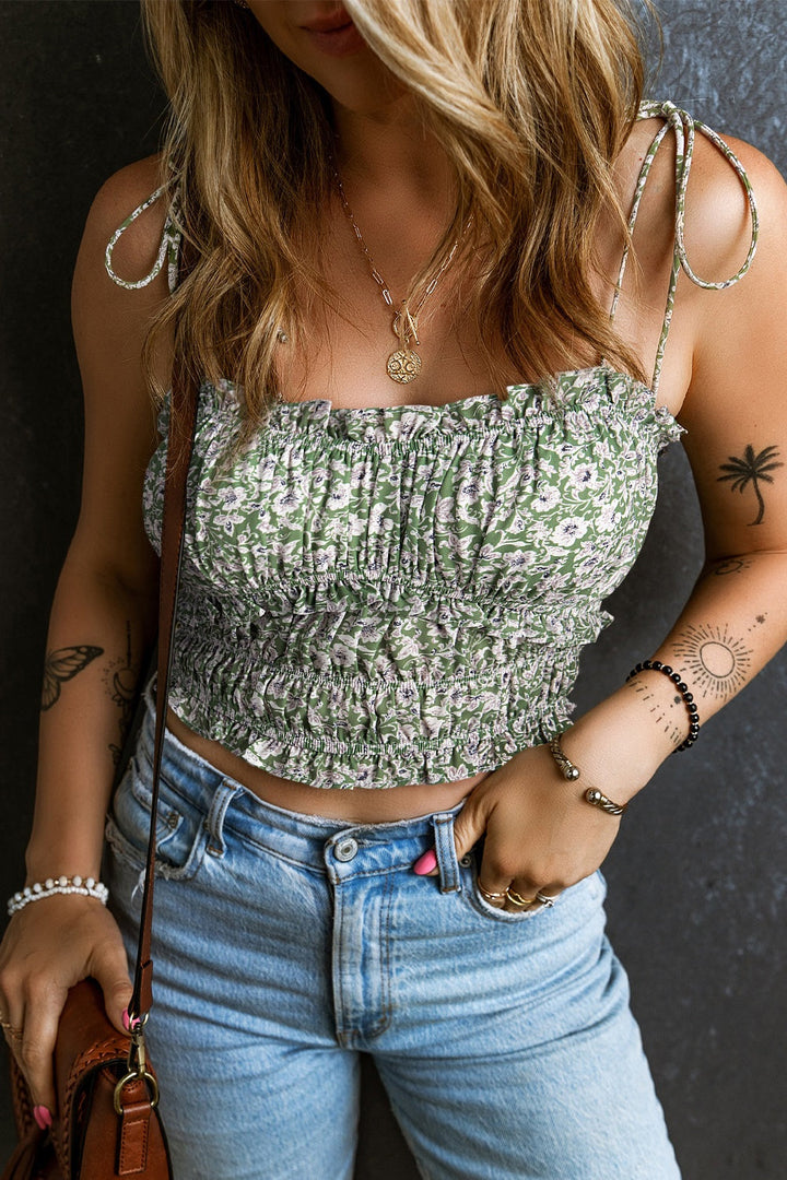 Stilla | Smocked Printed Square Neck Cami