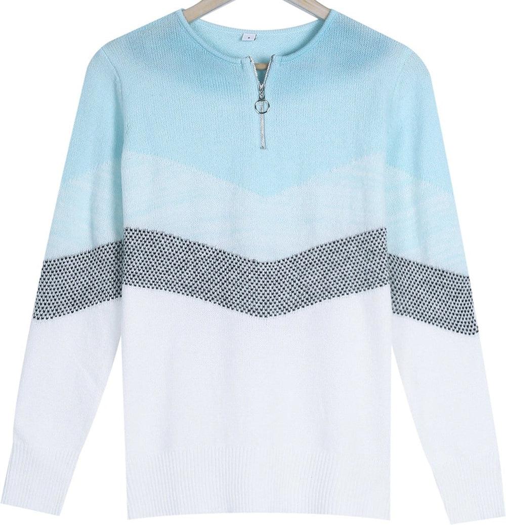 Stilla | Sweatshirt Med Lynlås Blå Himler Chevron