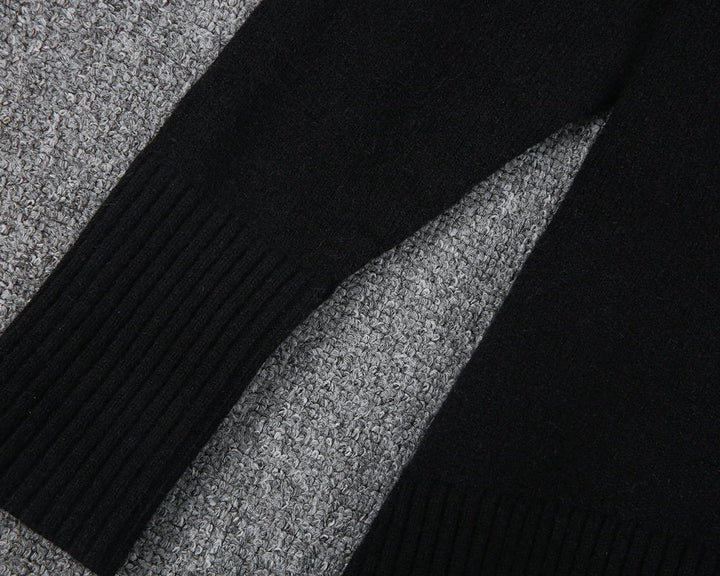 Stilla | Enkel Sort Sweater Med Lange Ærmer og Høj Udsnit