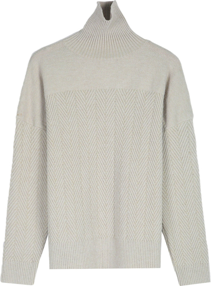 Stilla | Pullover med Chevron-mønster, lange ærmer og høj krave