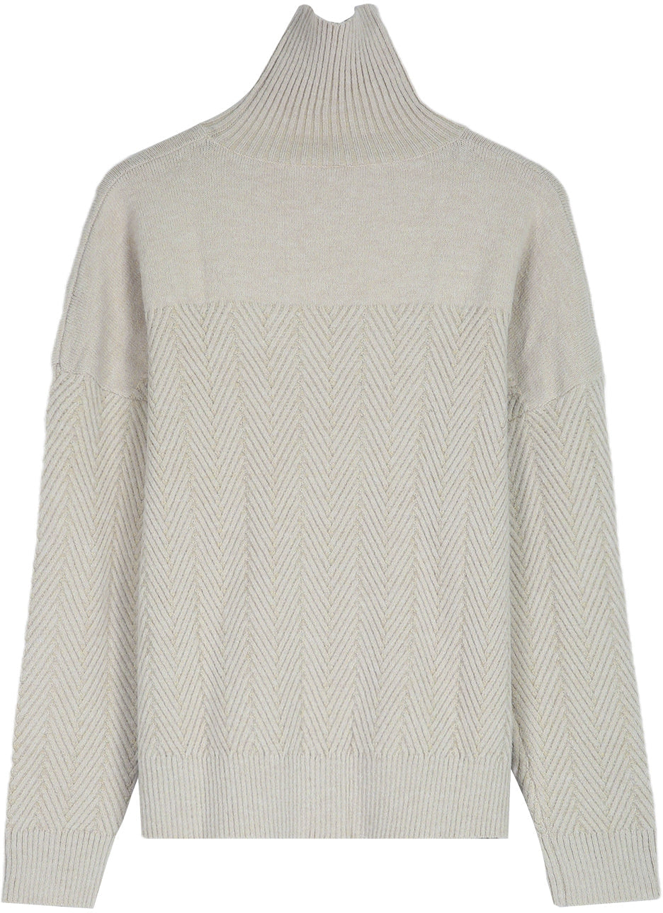 Stilla | Pullover med Chevron-mønster, lange ærmer og høj krave