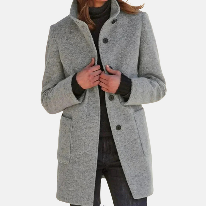 Stilla | Vintage Tweed Damejakke med Elegant Rullekrave
