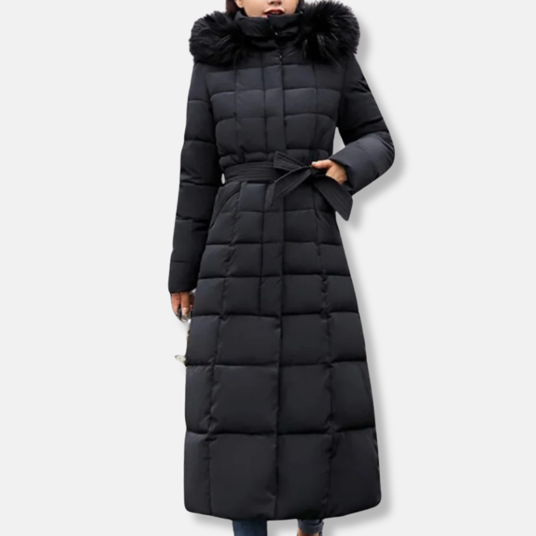 Stilla | Quilted og isoleret bælte i taljen foret hætte langt model