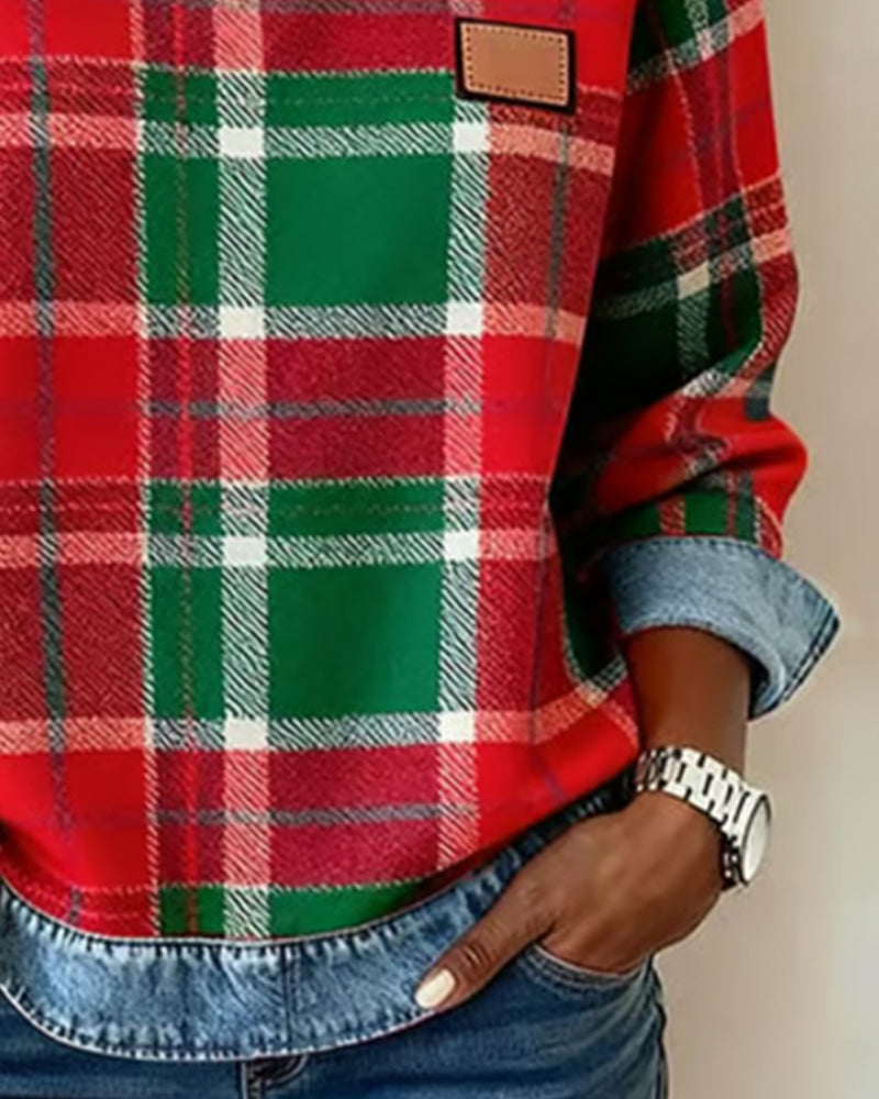 Stilla | Sweatshirt med ternet patchwork