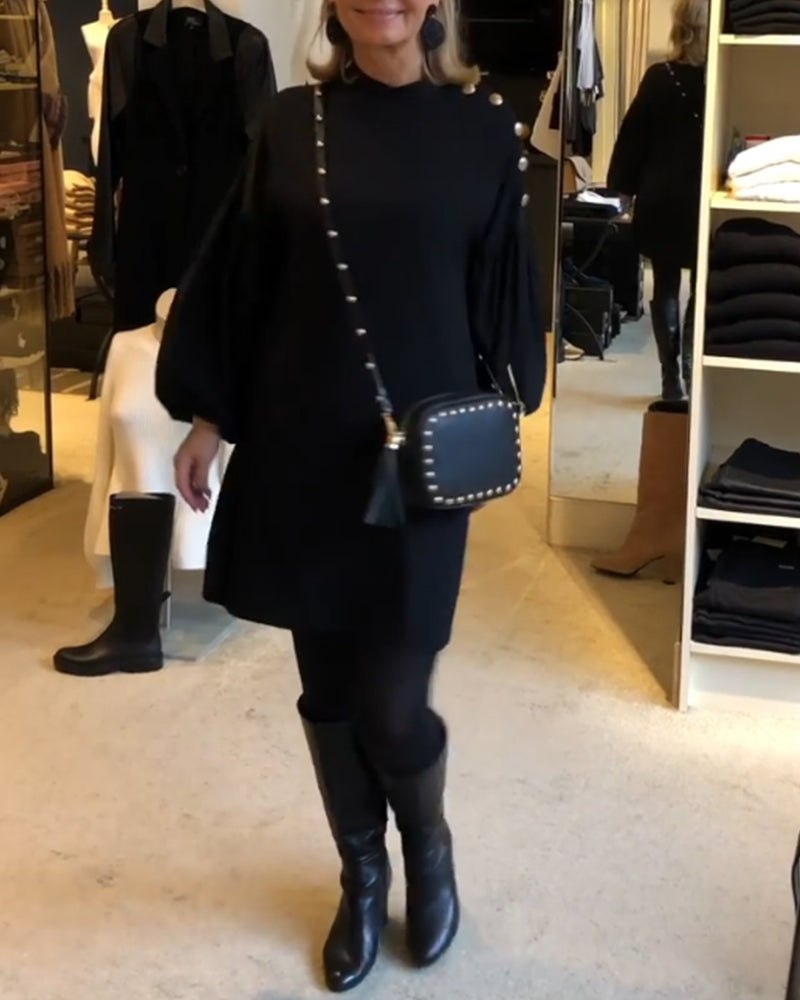 Stilla | Sort kjole med lanternesleeves