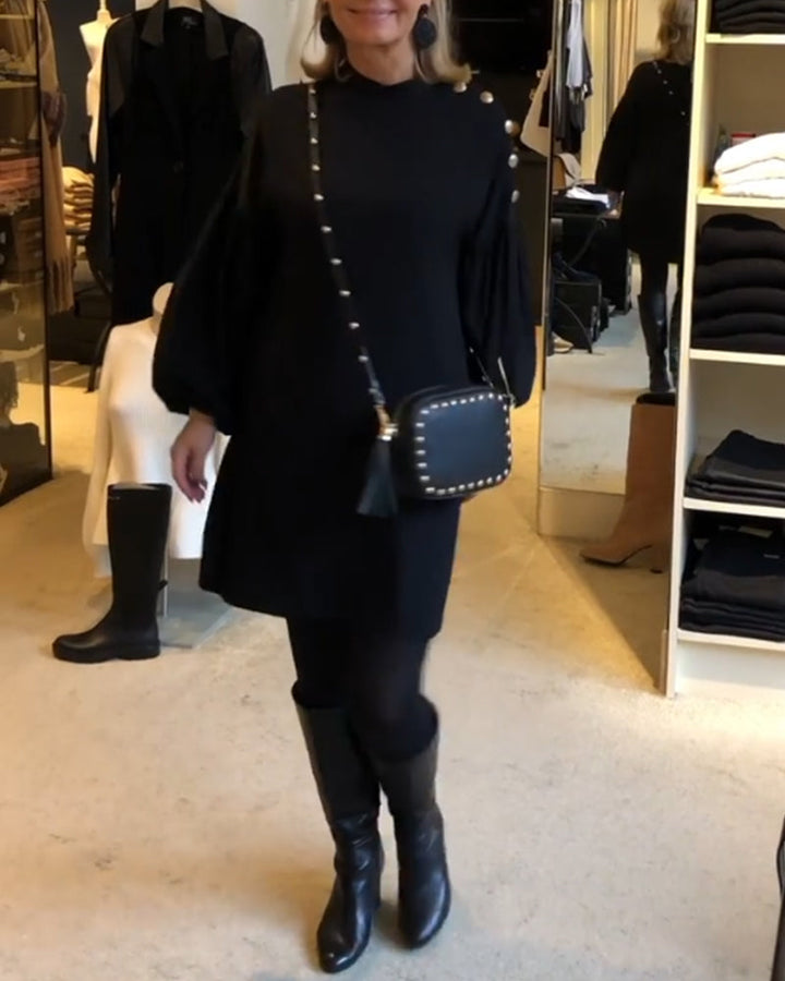 Stilla | Sort kjole med lanternesleeves