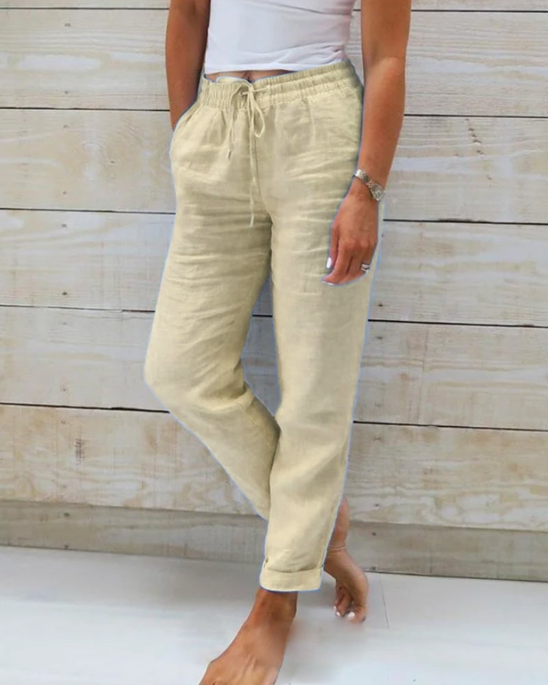 Stilla | Bukser Med Elastik Lavet Af Bomuld Og Hør