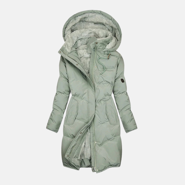 Stilla | Frakke Isoleret Polstret Fyld Ge Quiltet Design Fleece Foring Hætte Justerbar Talje