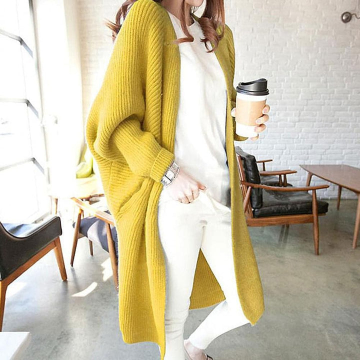 Stilla | Cardigan Lang Strikjakke Oversized Fit Åben Forside Blød og Varm