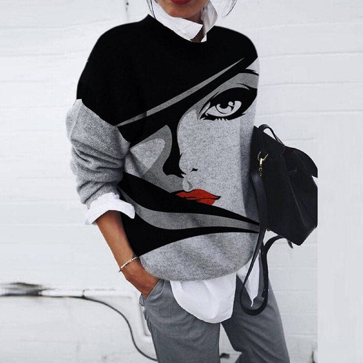 Stilla | Sweatshirt Behagelig pasform Grafiktryk Langærmet Rund halsudskæring