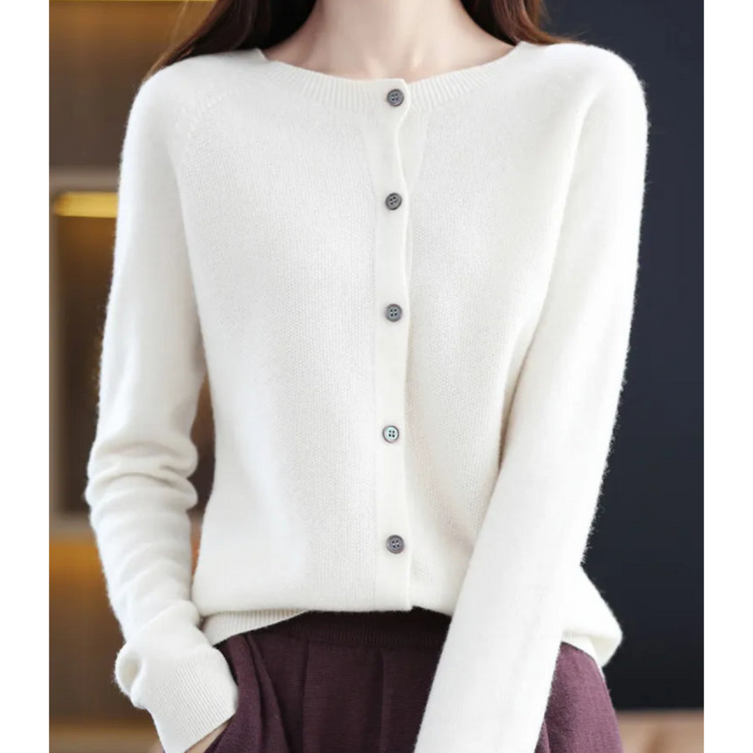 Stilla | Kvinders merinould cardigan O-hals