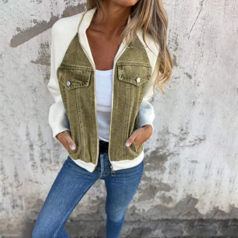 Stilla | Bomber Denim Look Med Lomme Detaljer og Behagelig Pasform