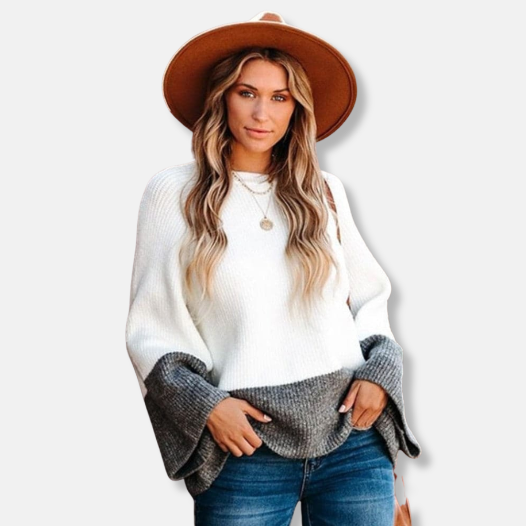Stilla | Relaxed Fit Pullover Sweater Farveblock Crewneck Pullover