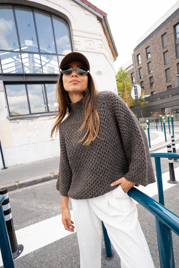 Stilla | Behagelig brun kortærmet cashmere rullekravepullover Ideel til vinteren