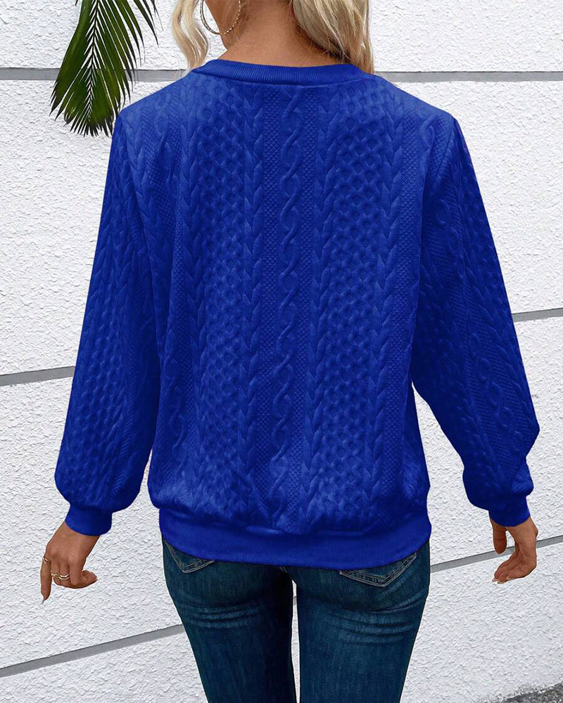 Stilla | Lækkert Ensfarvet Sweater med Lange Ærmer og Lynlås