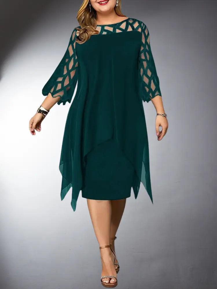 Skovae | Elegante Plus Size Spids Midi Kjole