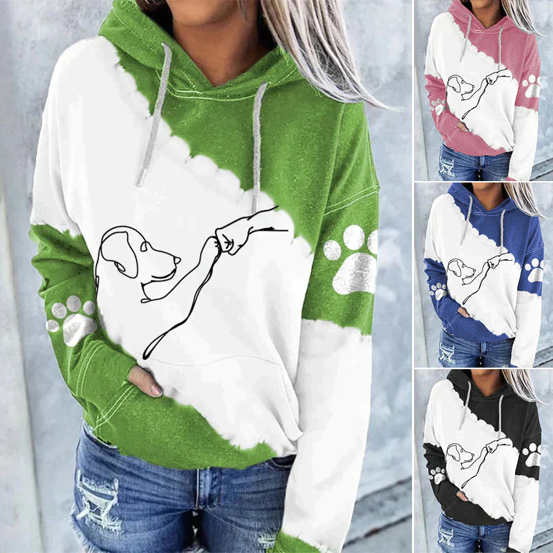 Stilla | Trendy Løs Hoodie med Hundetryk