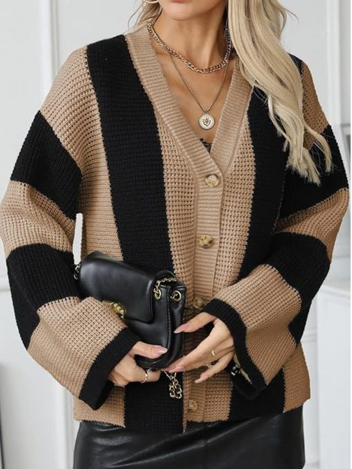Stilla | Stribet Oversized-Strikcardigan