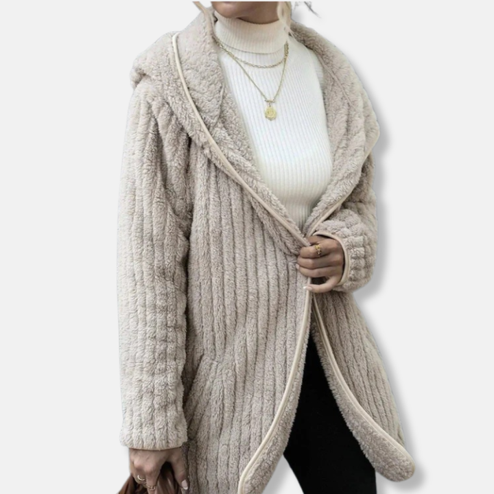 Stilla | Fleece Overdimensioneret Cardigan Hætte-Ribstruktur-Cardigan