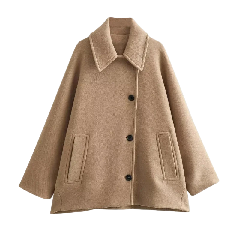 Stilla | Damernes Overgangsjakke - Beige Oversized Frakke I Beige