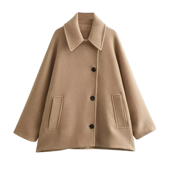 Stilla | Damernes Overgangsjakke - Beige Oversized Frakke I Beige