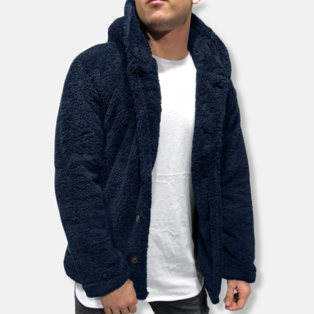 Stilla | Hætte Fleece Løs Pasform Knaplukning Casual Stil