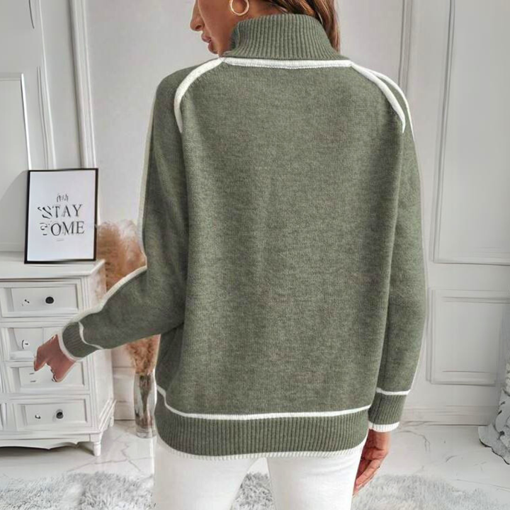 Stilla | Rullekrave sweater Løs pasform Lange ærmer Kontrastdetaljer