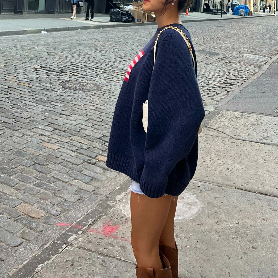 Stilla | Streetwear Efterårs sweater med amerikansk flag for kvinder