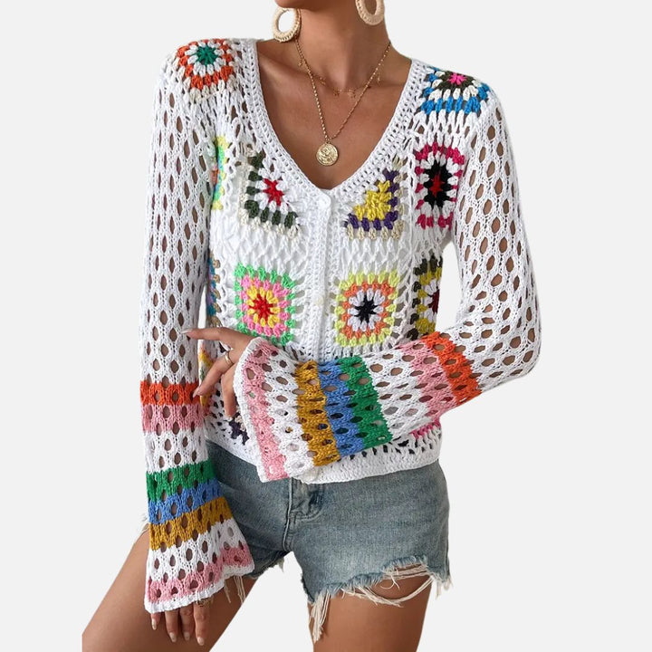 Stilla | Dame Boho Vest Strikketrøje