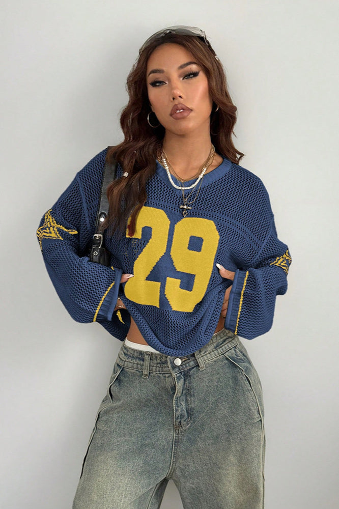 Stilla | Cozy V-Hals Strik Sweater med Digitalt Tryk