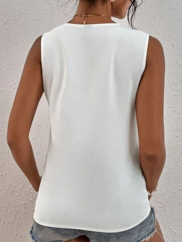 Stilla | Plus Size Blonde Detalje V-Hals Tank