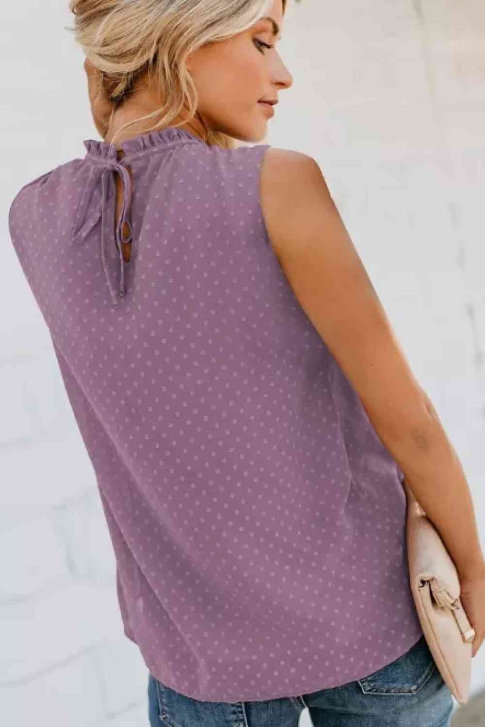 Stilla | Smocked Tie Back Frill Trim Tank