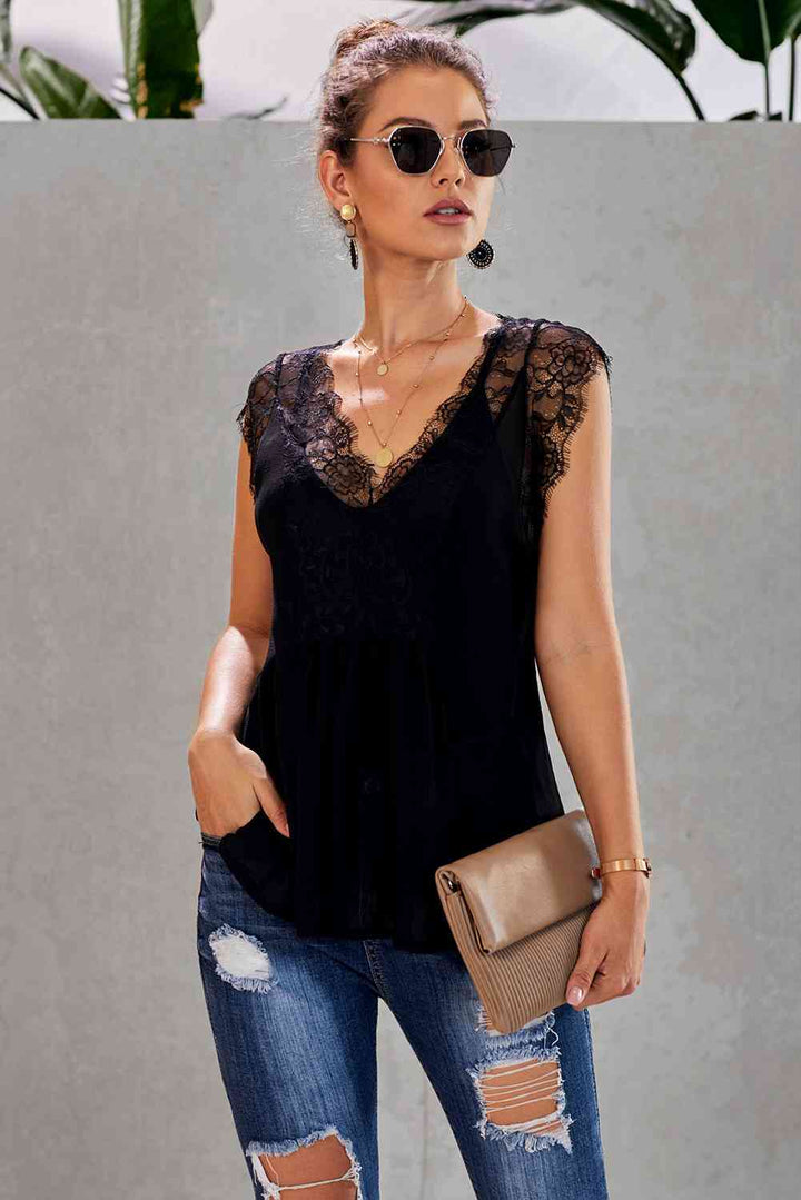 Stilla | Trim Spliced Lace V-hals Tank
