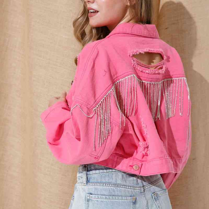 Stilla | Krave Hals Droppede Skuldre Denim Jakke