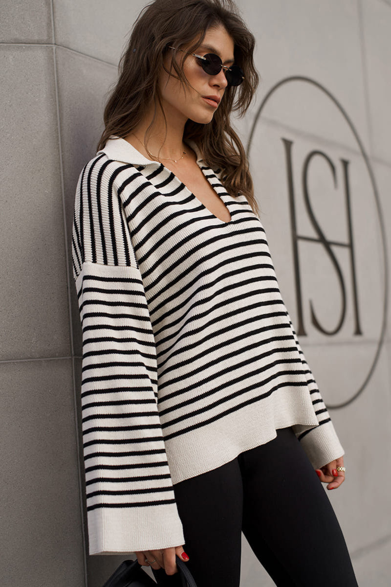 Stilla | Cozy Stribet Strikket Turtleneck Sweater