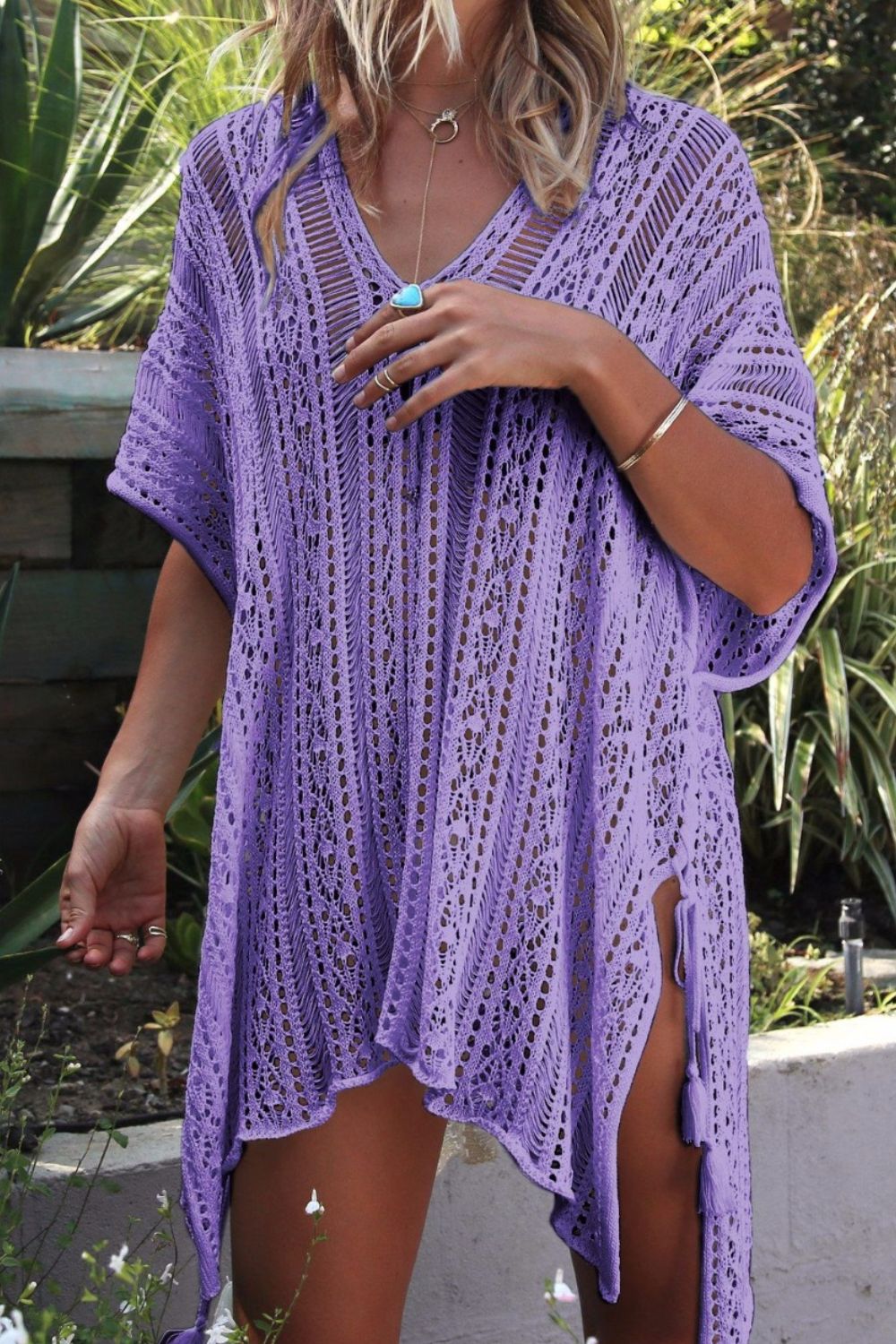 Stilla | V-hals Cover-up Med Frynse