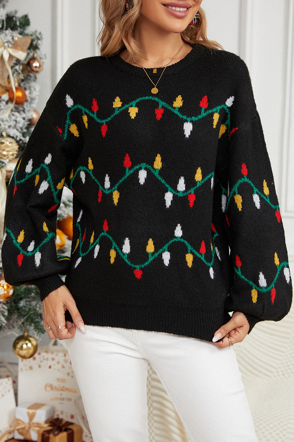 Stilla | Halsmønster Lanterne Ærme Sweater