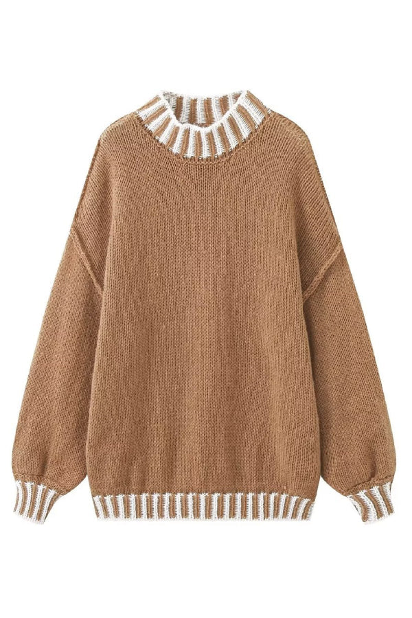 Stilla | Cozy Rullehals Sweater med Farveblokmønster