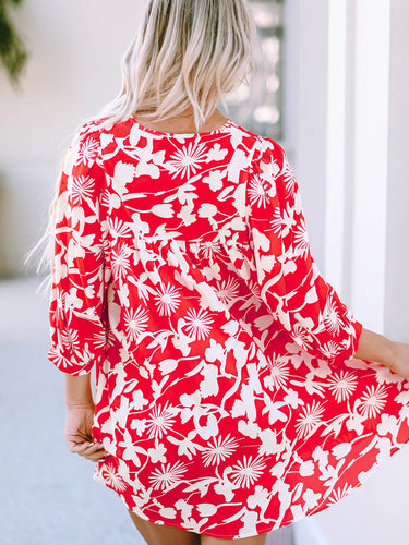 Stilla | Print Notched Neck Mini Kjole