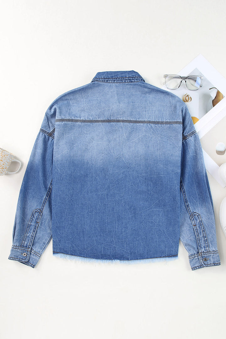 Stilla | Hem Sequin Football Langærmet Denimjakke