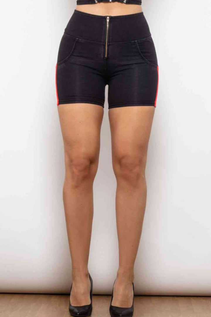 Stilla | Størrelse Side Stripe Lynlåslukning Denim Shorts