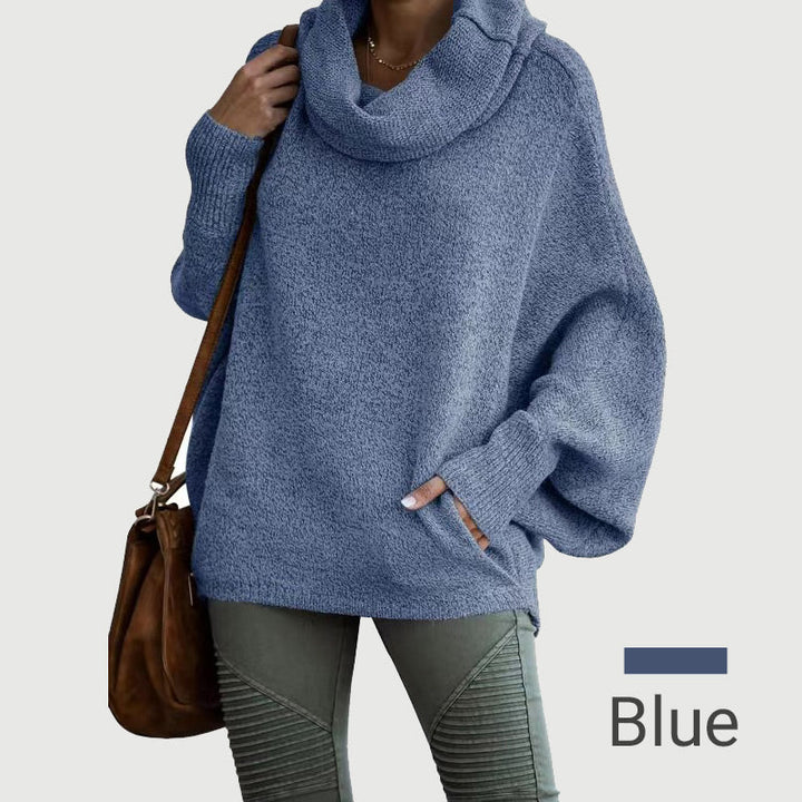 Stilla | Cozy Batwing Sweater med Vandfaldsudskæring og Lommer