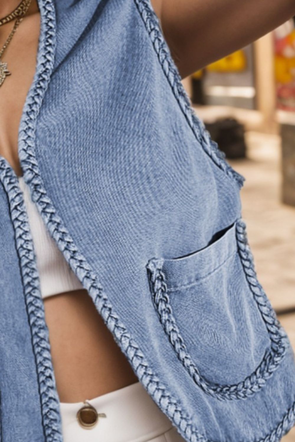 Stilla | Front Uden Ærmer Denim Jakke