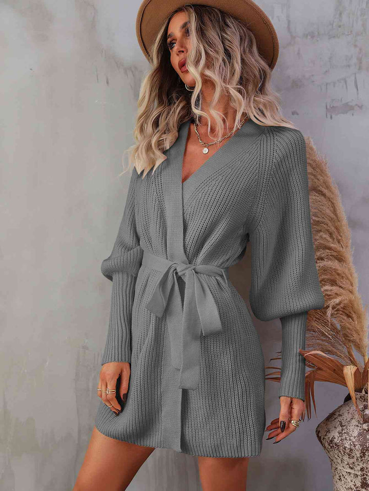 Stilla | Surplice Lantern Sleeve Wrap Sweater Kjole