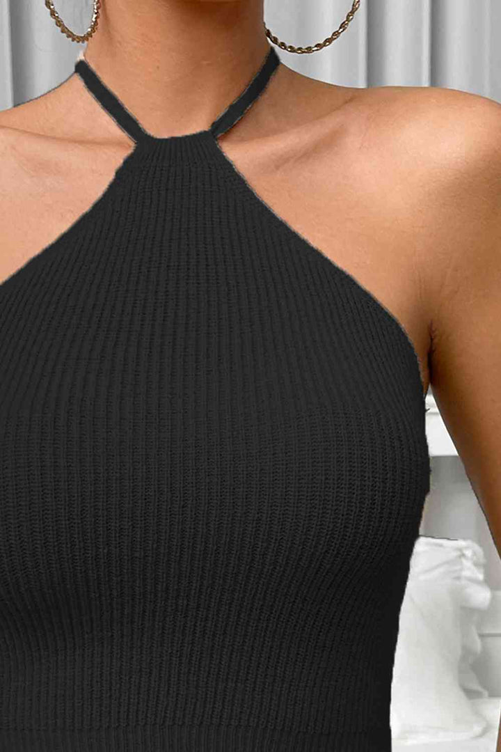 Stilla | Hals Ribbet Cropped Strik Top