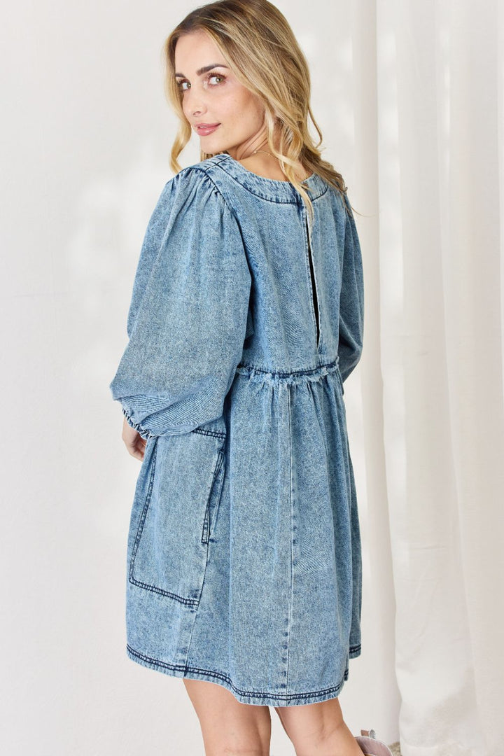 Stilla | Full Size Oversized Denim Babydoll Kjole