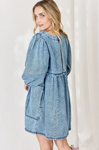 Stilla | Full Size Oversized Denim Babydoll Kjole