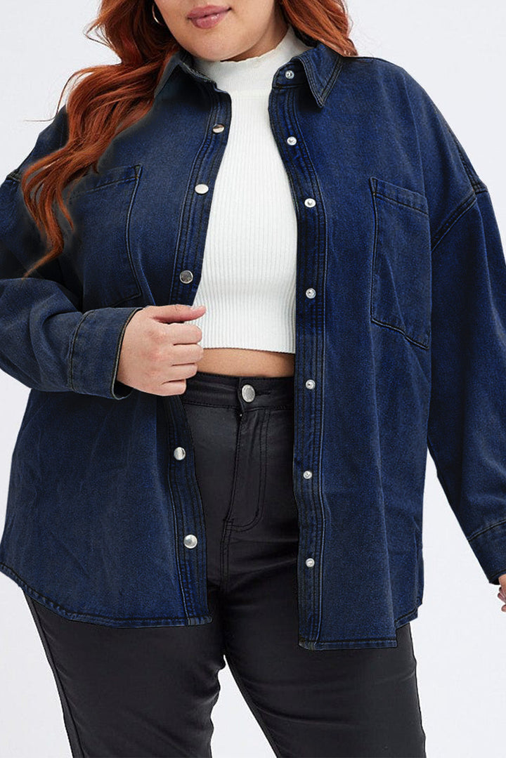 Stilla | Størrelse Snap Down Pocketed Denim Jakke
