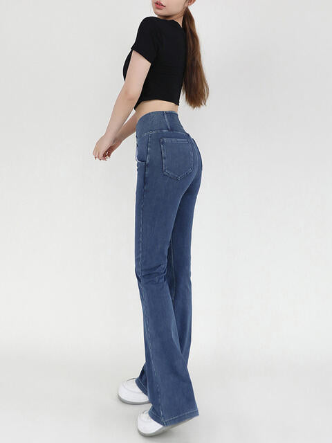 Stilla | Talje Bootcut Jeans Med Lommer