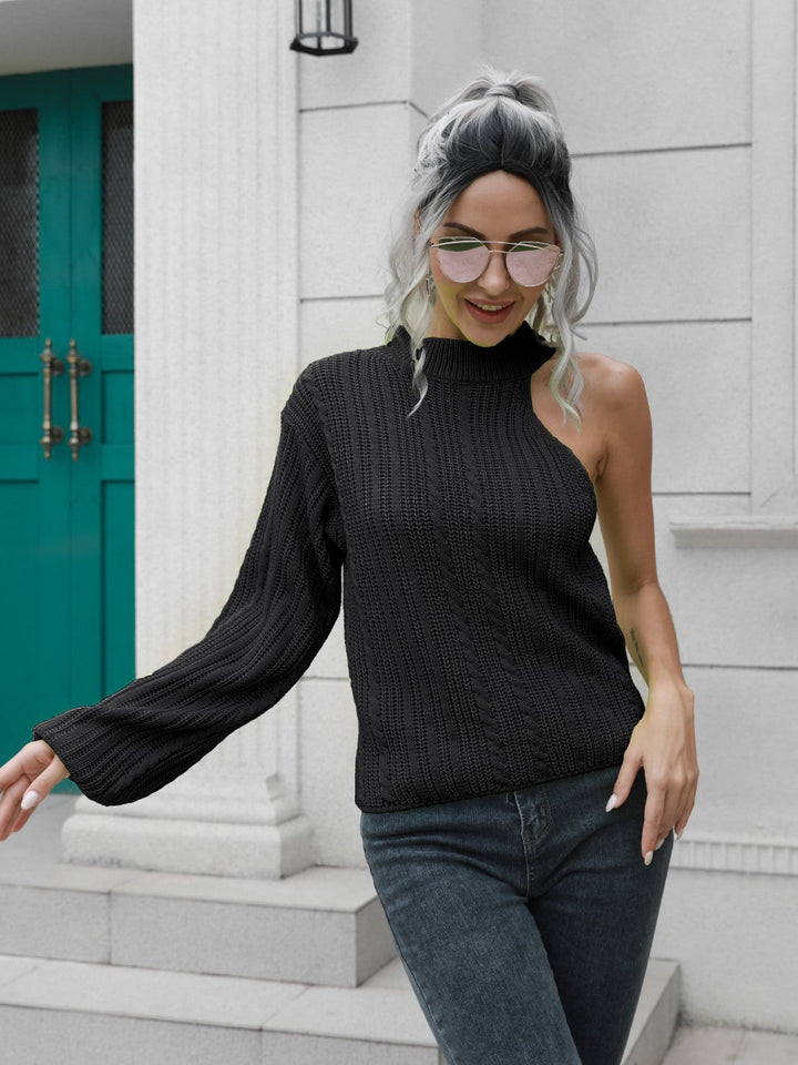 Stilla | Strik Rund Hals Asymmetrisk Sweater